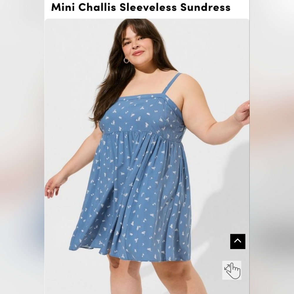 NEW Torrid Mini Challis Sleeveless Sundress Floral Babydoll Dress Light Blue 5X